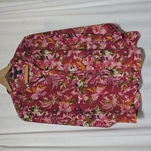 A Love Story Womens Floral Blouse with Front Tie Size M